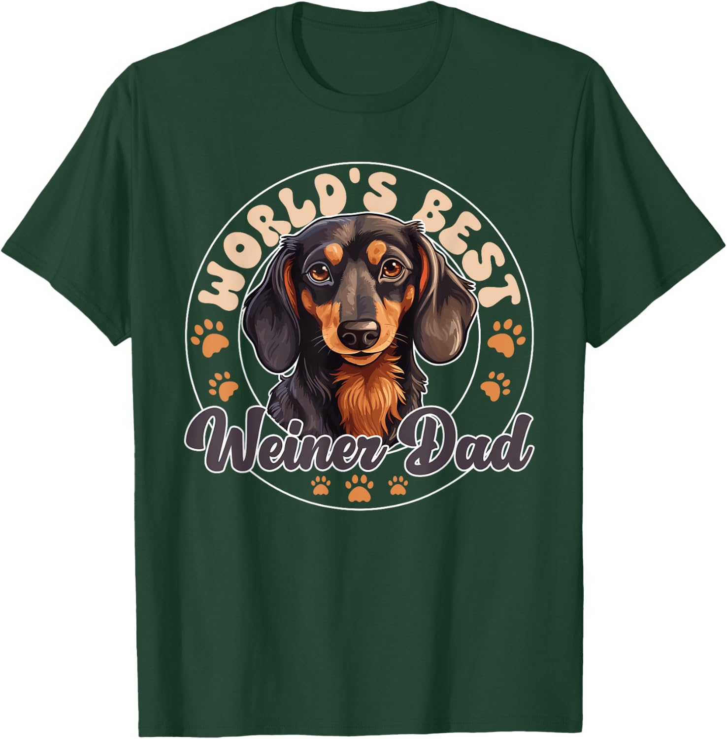 Dachshund Dog World's Best Weiner Dad Men Women Girls Kids T-Shirt - T-Shirt | Forest