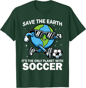 Save Earth Soccer Design - Funny Earth Day T-Shirt - T-Shirt | Forest