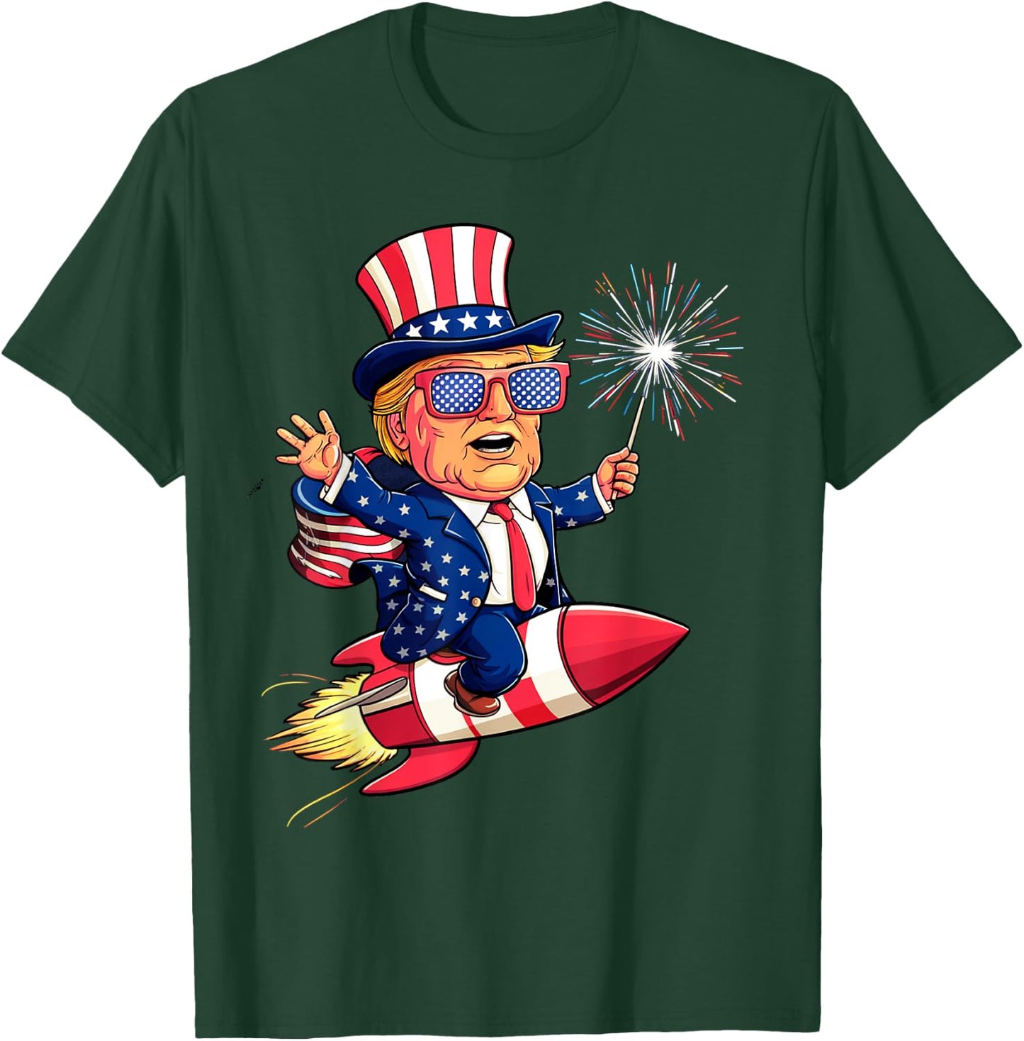 Donald TRUMP 2024 Happy 4th Of July Trump American Flag Women Men T-Shirt - T-Shirt | Forest