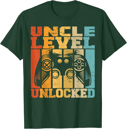 Uncle Level Unlocked Baby Announcement Uncle Gamer T-Shirt - T-Shirt | Forest