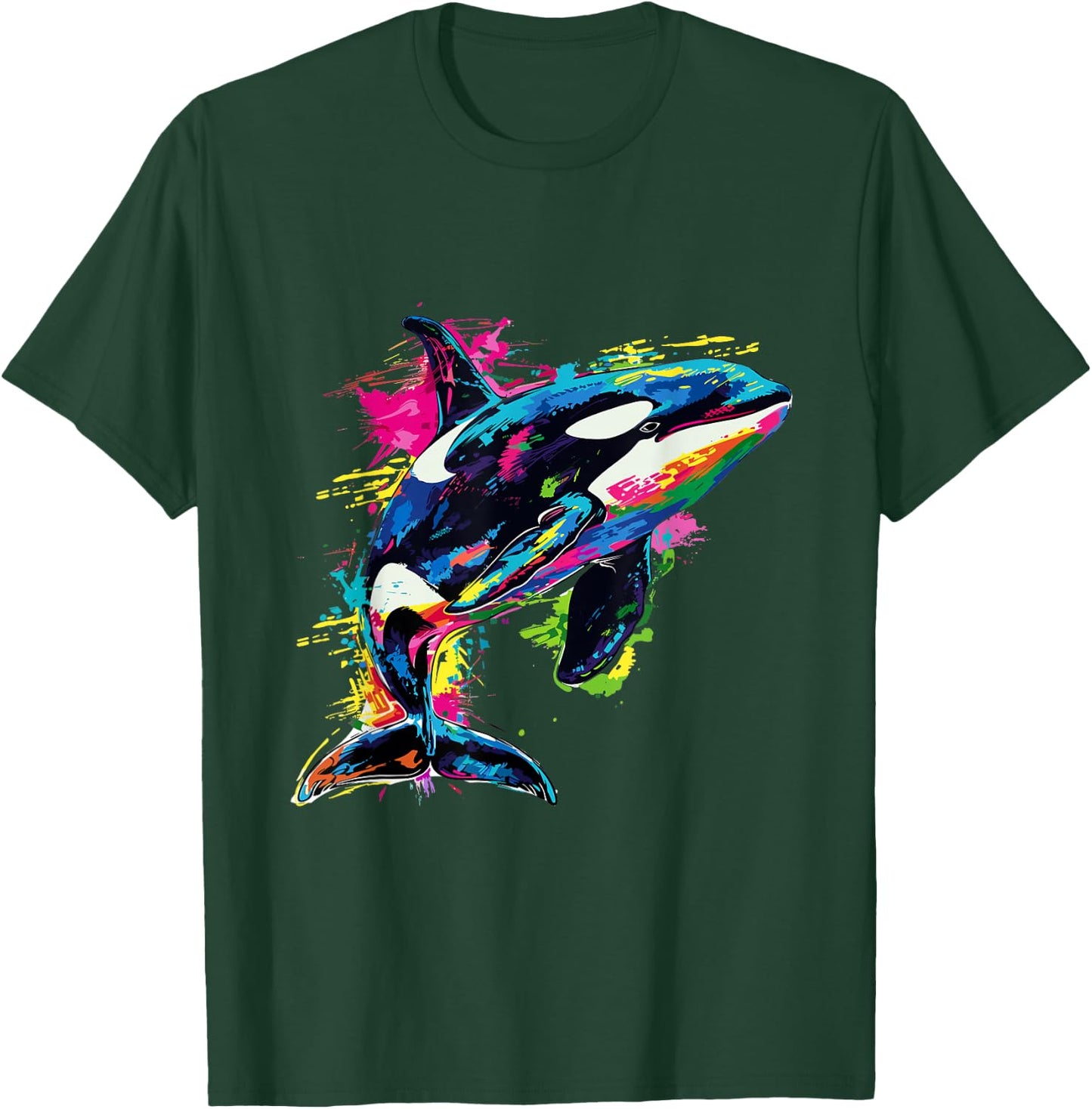 Orca Whale Pop Art Colorful Graphic T-Shirt - T-Shirt | Forest