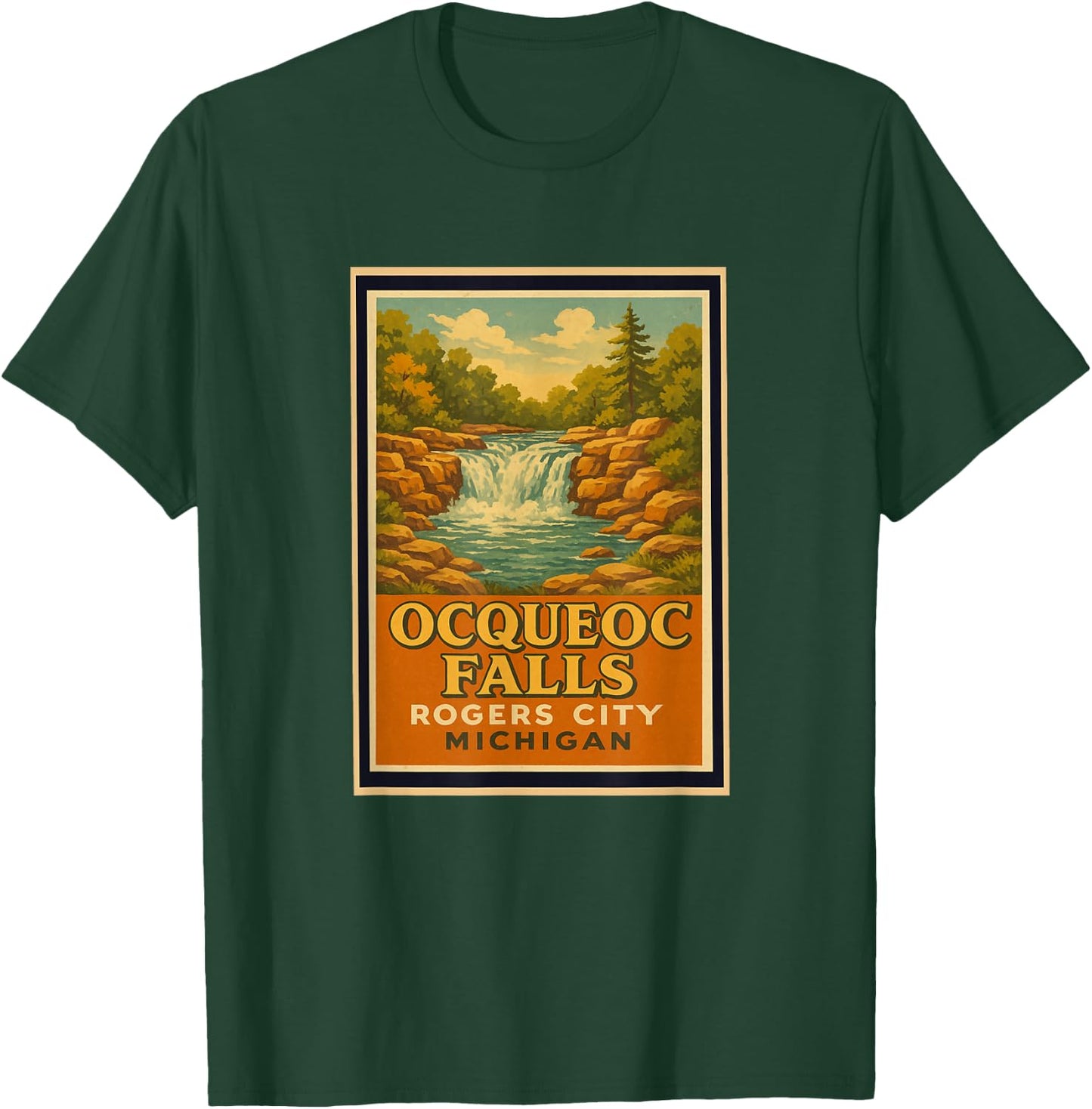 Ocqueoc Falls Rogers City Michigan Waterfall Up North US 23 T-Shirt - T-Shirt | Forest