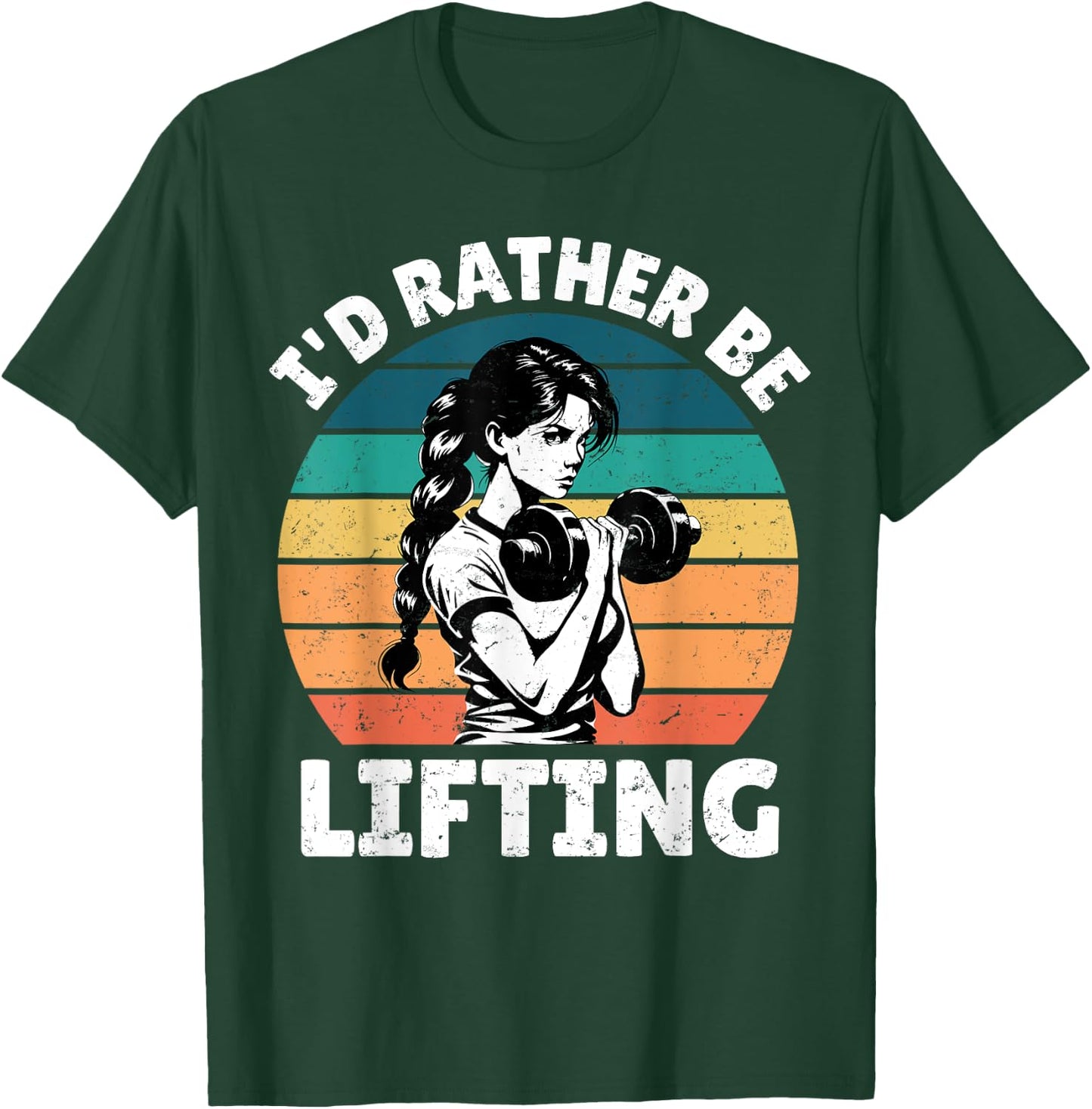 I'd Rather Be Lifting Funny Gym Vintage Sunset Fitness T-Shirt - T-Shirt | Forest