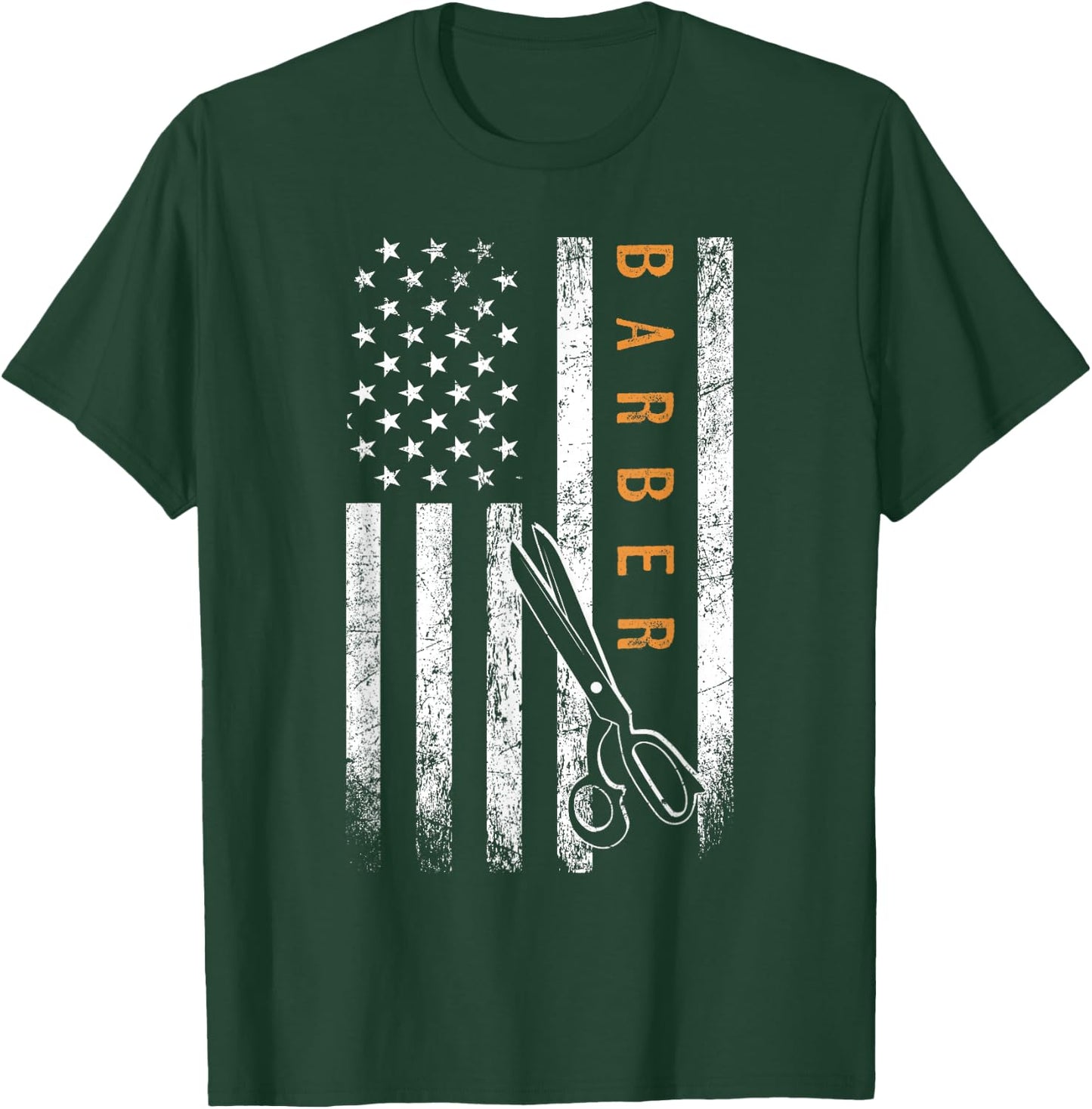 Barber American Flag Design Barbershop T-Shirt - T-Shirt | Forest