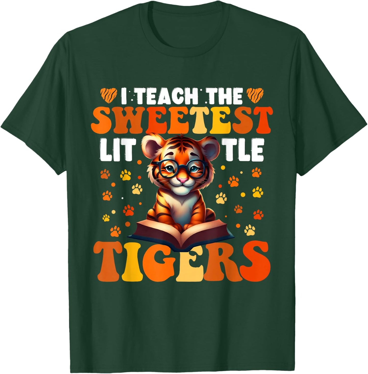 I Teach The Sweetest Little Tigers Groovy Teaching Kids T-Shirt - T-Shirt | Forest