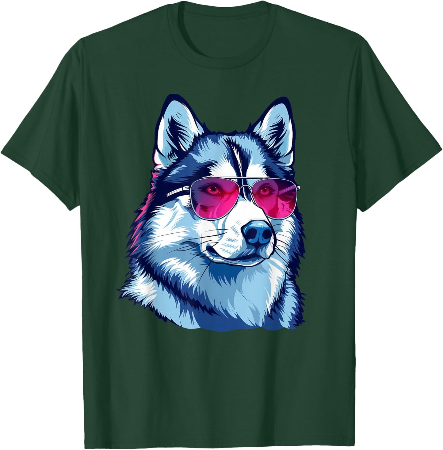 Siberian Husky Dog Sunglasses T-Shirt - T-Shirt | Forest