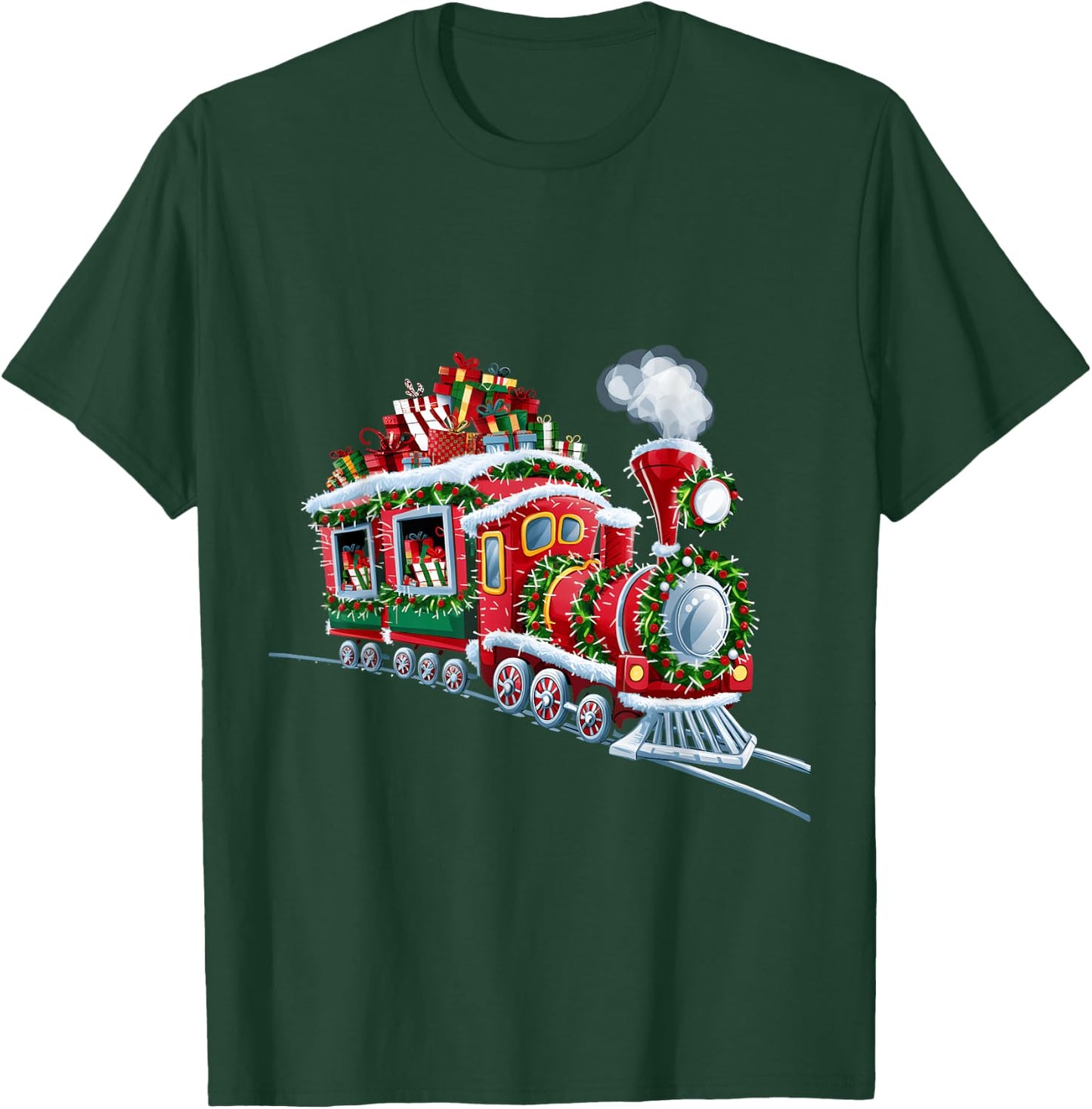 Christmas Train with Presents and Festive Decorations T-Shirt - T-Shirt | Forest