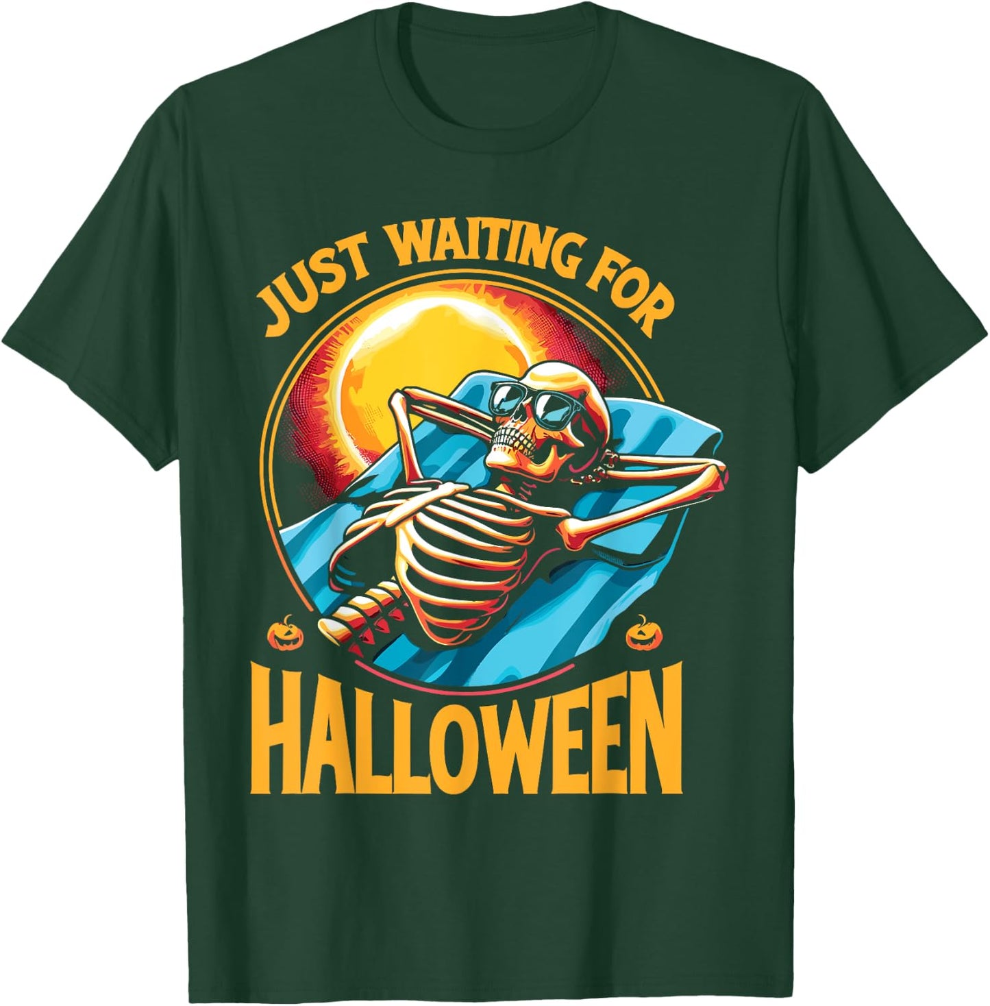 Just Waiting For Halloween Summerween Skeleton Beach T-Shirt - T-Shirt | Forest