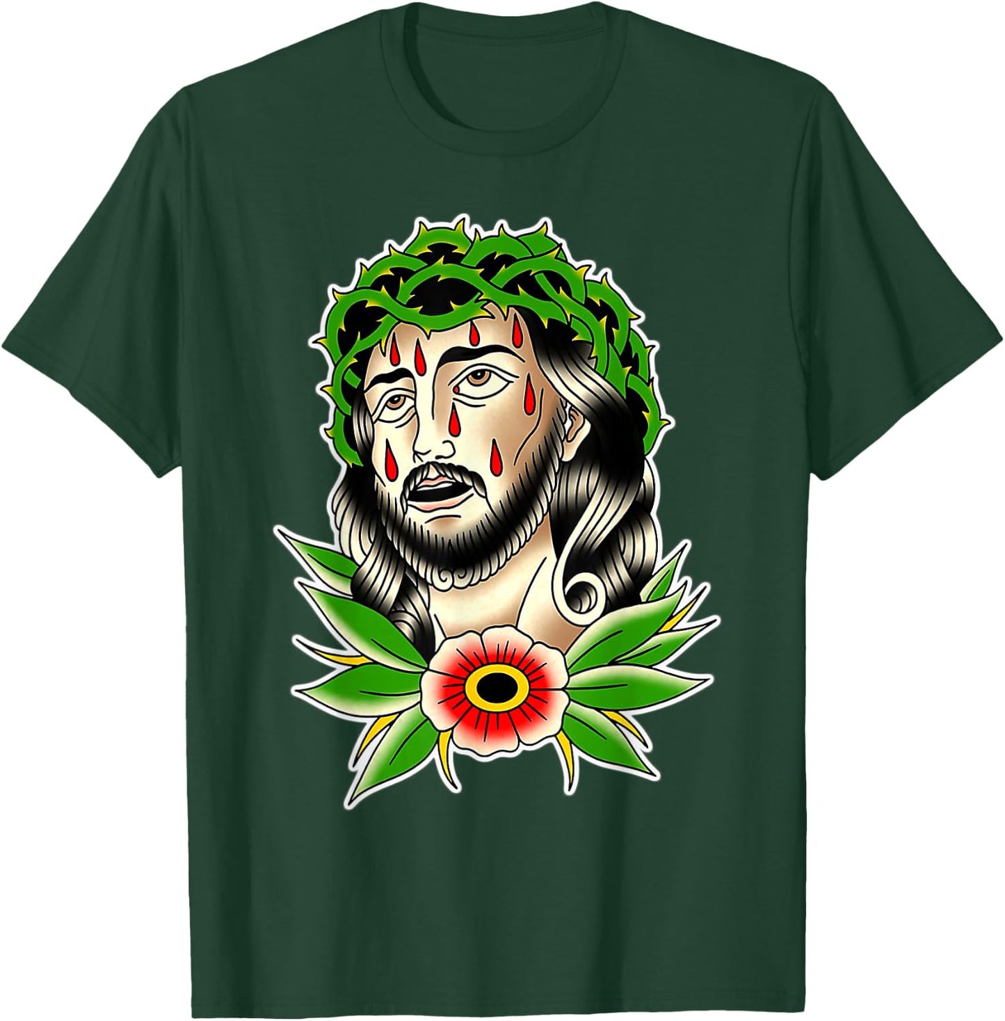 Jesus Christ Traditional Tattoo Flash T-Shirt - T-Shirt | Forest
