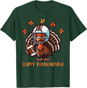 Happy Thanksgiving American Football Turkey Men Boys Kids T-Shirt - T-Shirt | Forest