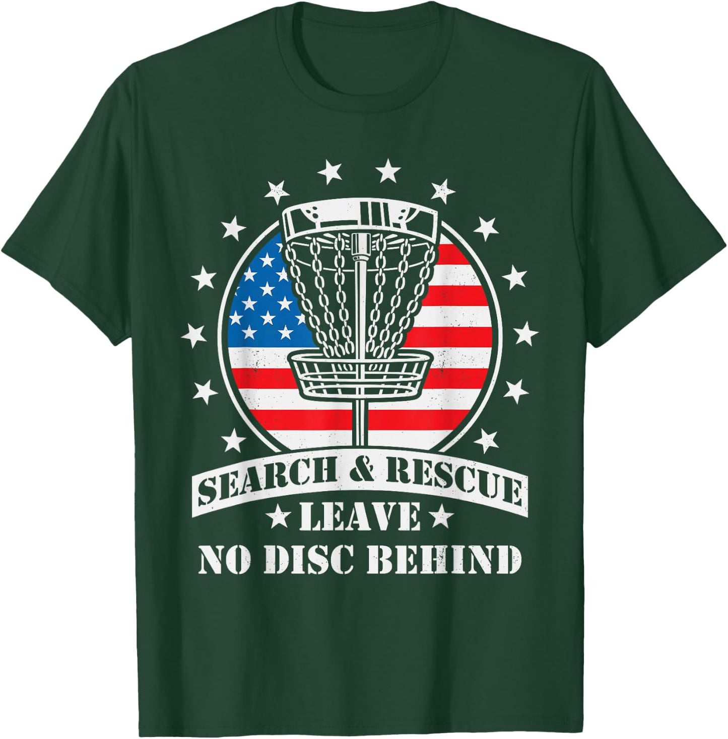 American Flag Disc Golf Search & Rescue 4th of July Golfer Women Girls Kids Men T-Shirt - T-Shirt | Forest