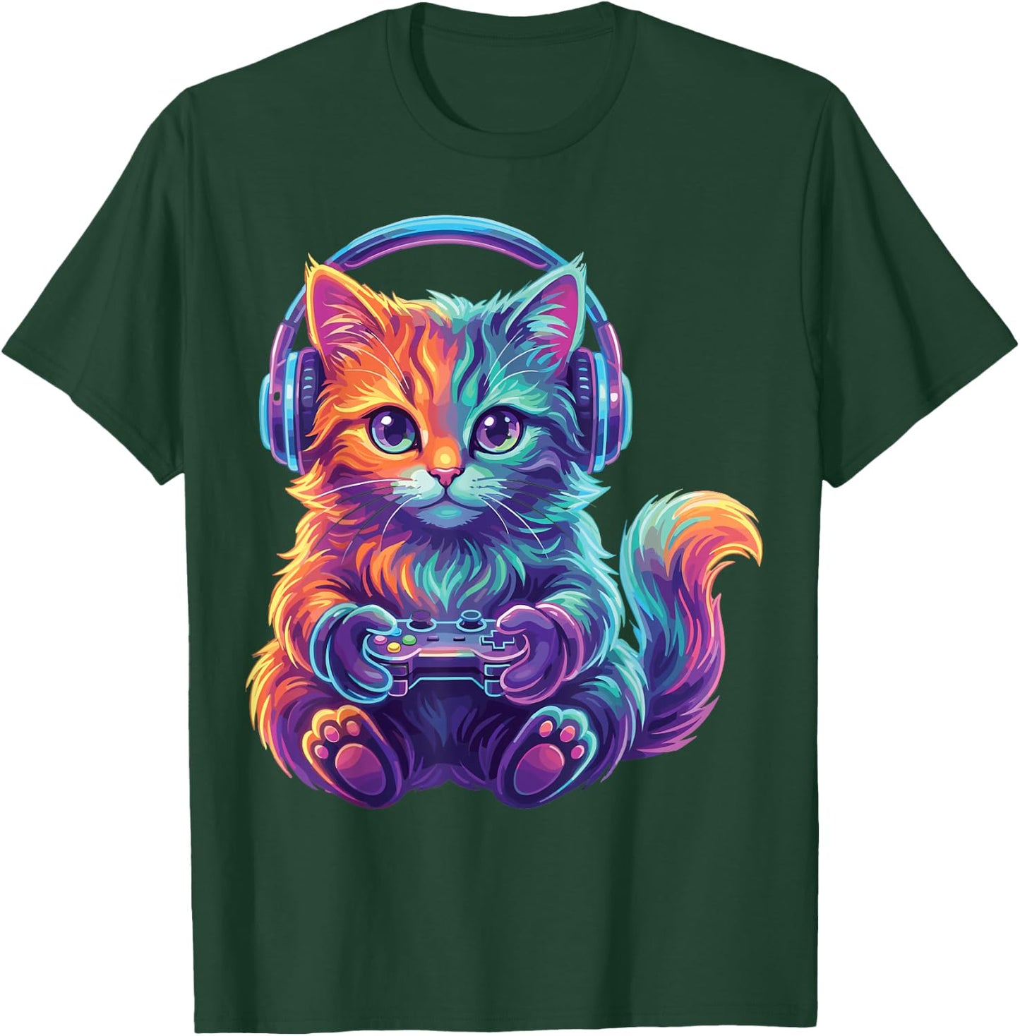 Funny Gaming Video Game Cat Boys Teen Men Girls T-Shirt - T-Shirt | Forest