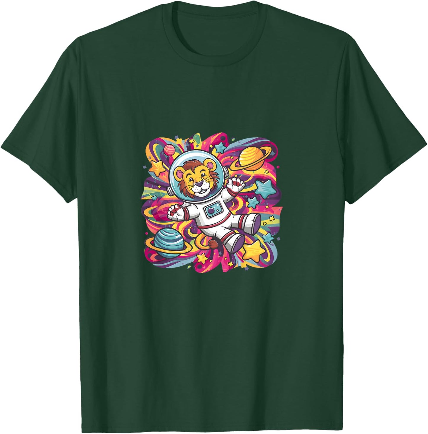 Kids Cute Astronaut Lion in Space Funny Planetary Kids T-Shirt - T-Shirt | Forest