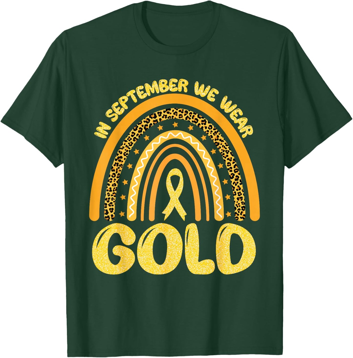 In September We Wear Gold Ribbon Childhood Cancer Awareness T-Shirt - T-Shirt | Forest