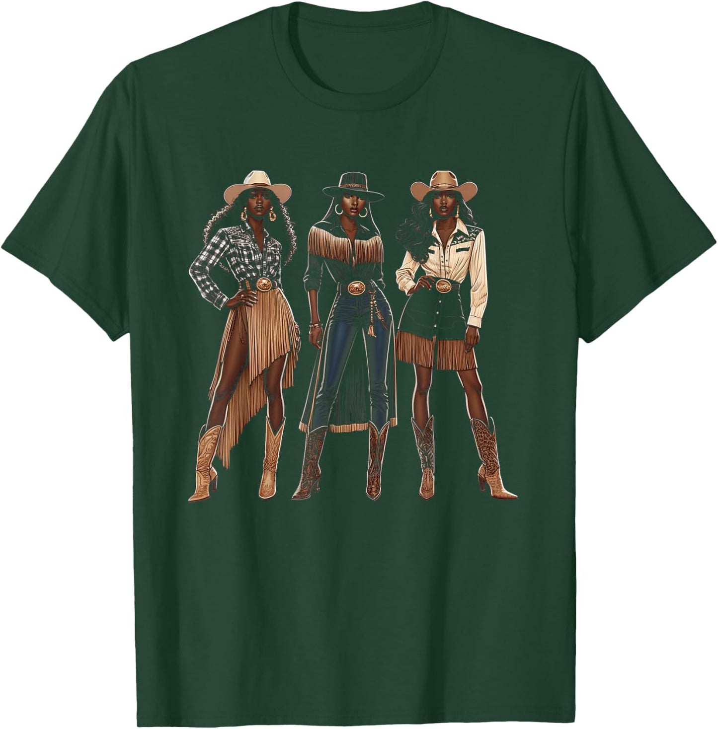 Black Cowgirl Western Rodeo Melanin Black History Texas T-Shirt - T-Shirt | Forest