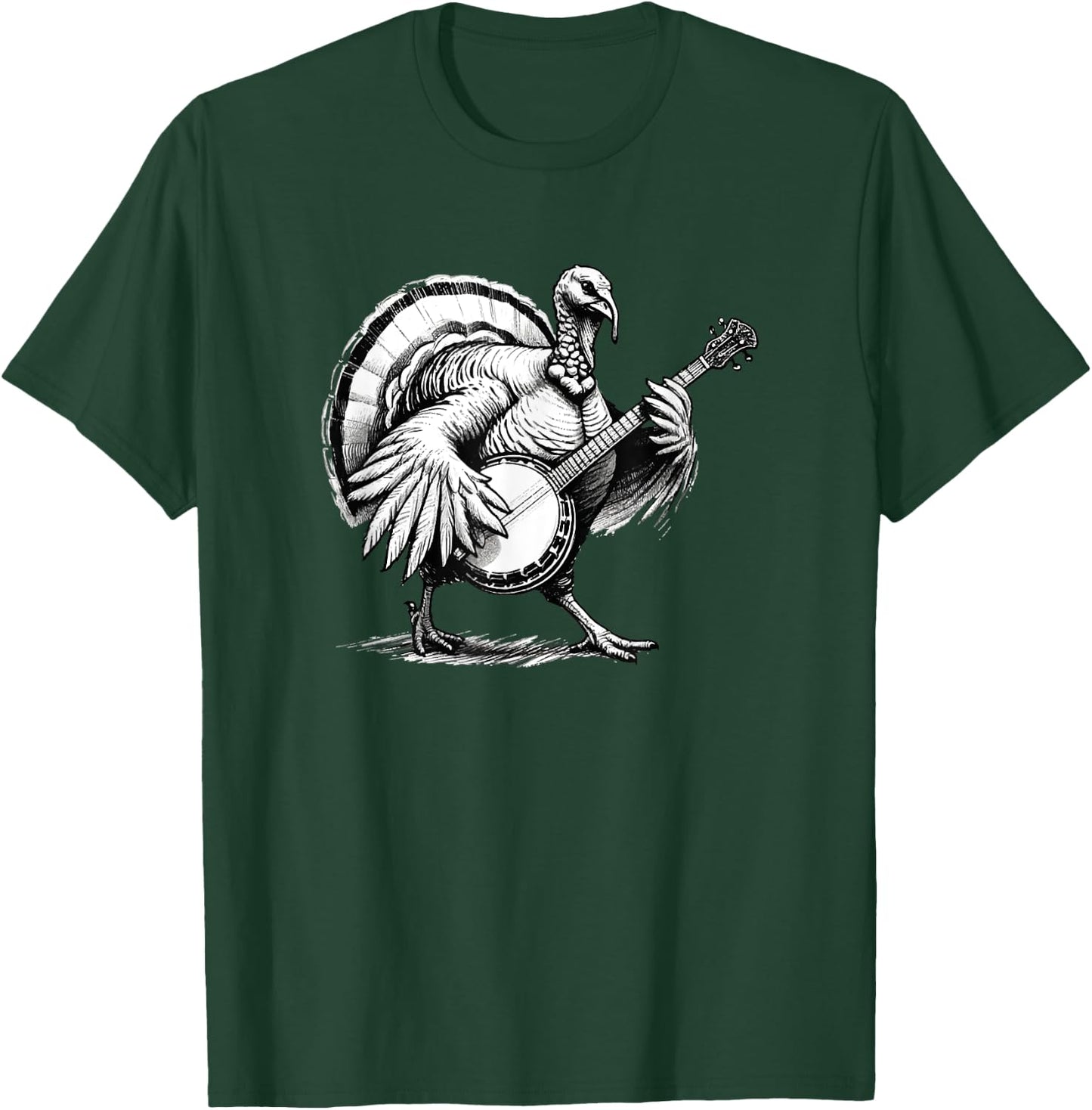 Turkey Playing Banjo, Banjo Player T-Shirt - T-Shirt | Forest