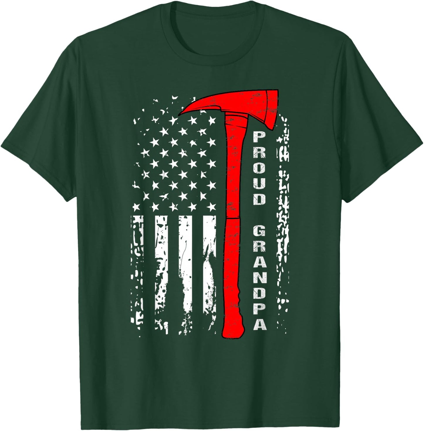 Firefighter Grandpa Shirt Proud Grandfather Firefighter Gift T-Shirt - T-Shirt | Forest
