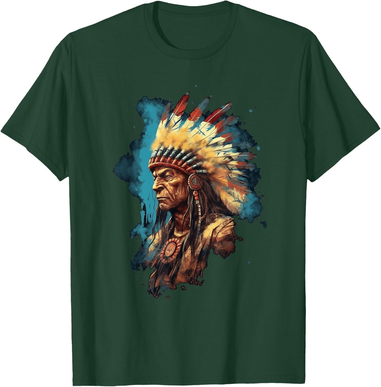 Native American Indian Headdress Traditional Art Men Women T-Shirt - T-Shirt | Forest