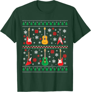 Guitar Ugly Christmas Sweater Guitar Lovers Guitarists Gifts T-Shirt - T-Shirt | Forest