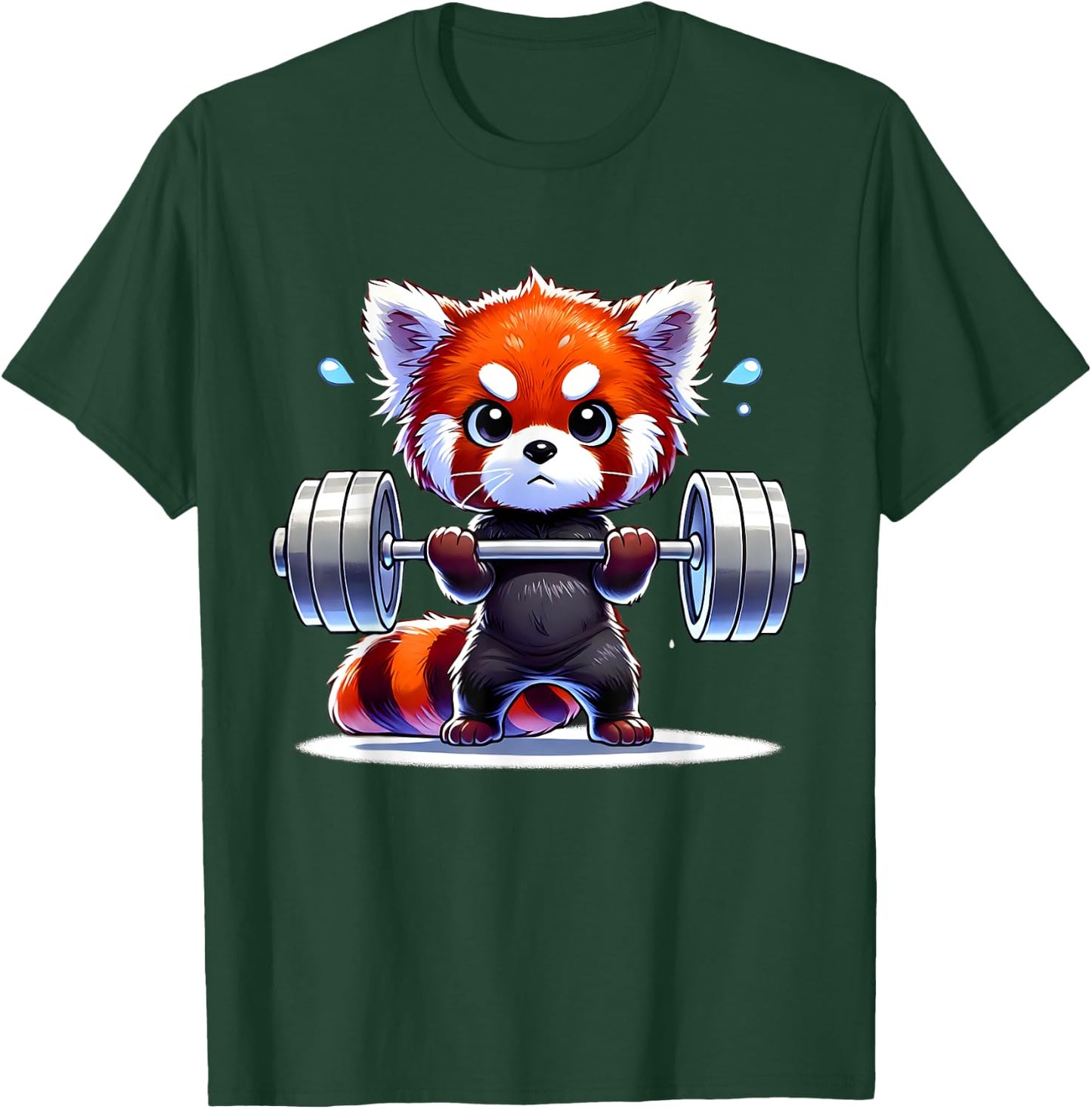 Kawaii Red Panda Weightlifting Funny Fitness Gym T-Shirt - T-Shirt | Forest