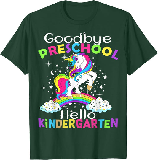 Goodbye Preschool Graduation Hello Kindergarten Prek Unicorn T-Shirt - T-Shirt | Forest