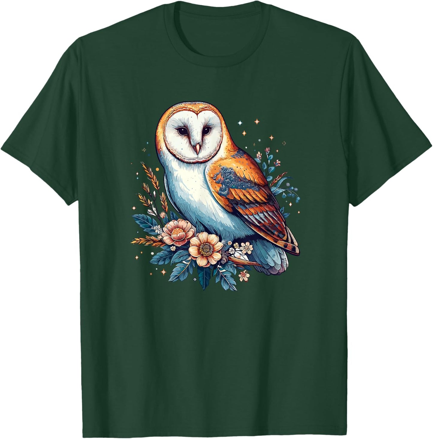 Girls Nature Flowers Barn Owl Art Lover T-Shirt - T-Shirt | Forest