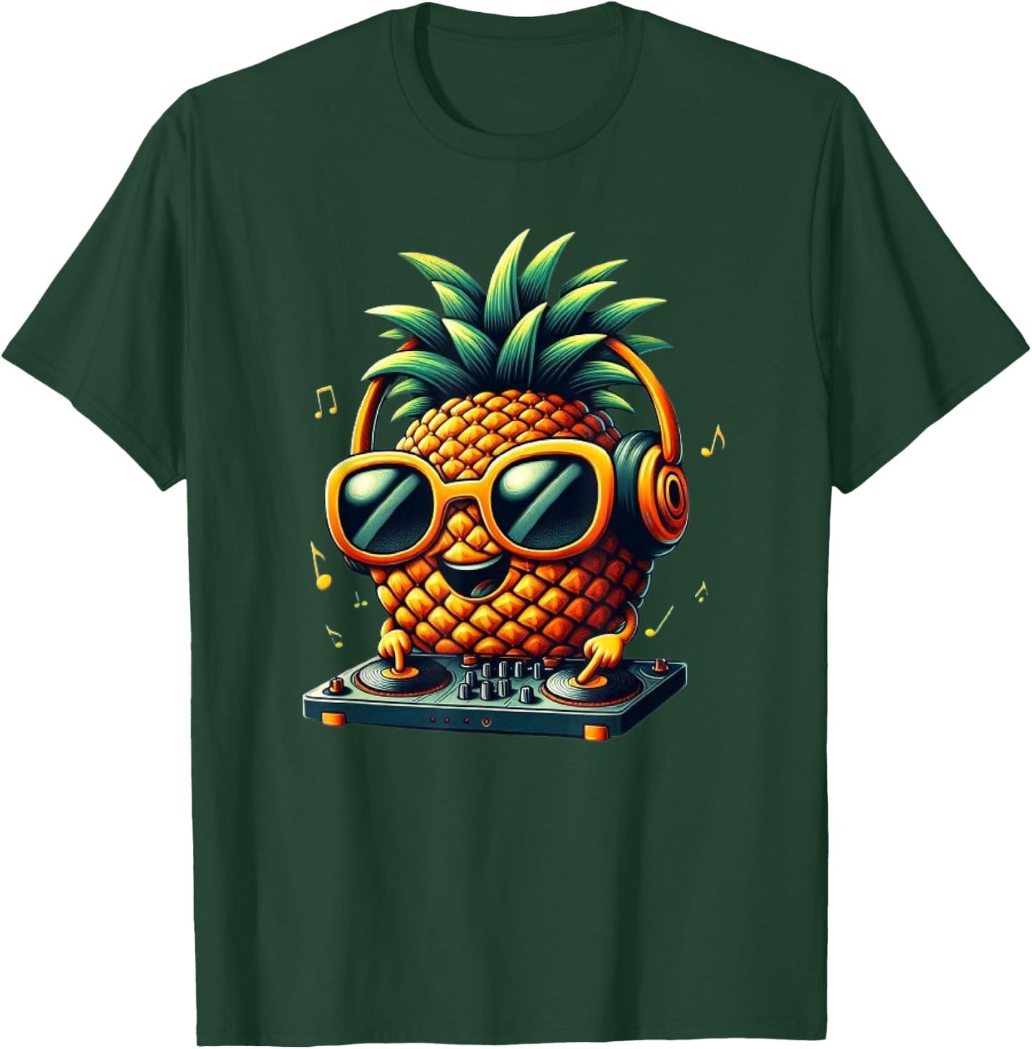 Pineapple DJ With Sunglasses Beach Funny Pineapple Summer Men Women Kids T-Shirt - T-Shirt | Forest