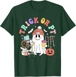 Retro Trick Or PT Physical Therapy Boo Ghost PT Halloween T-Shirt - T-Shirt | Forest