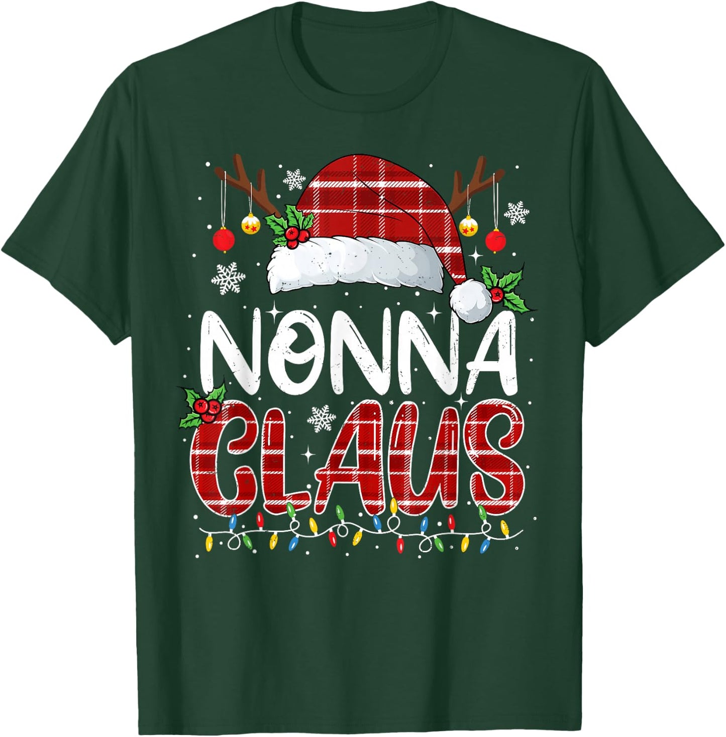 Nonna Claus Christmas Lights Pajama Family Matching T-Shirt - T-Shirt | Forest
