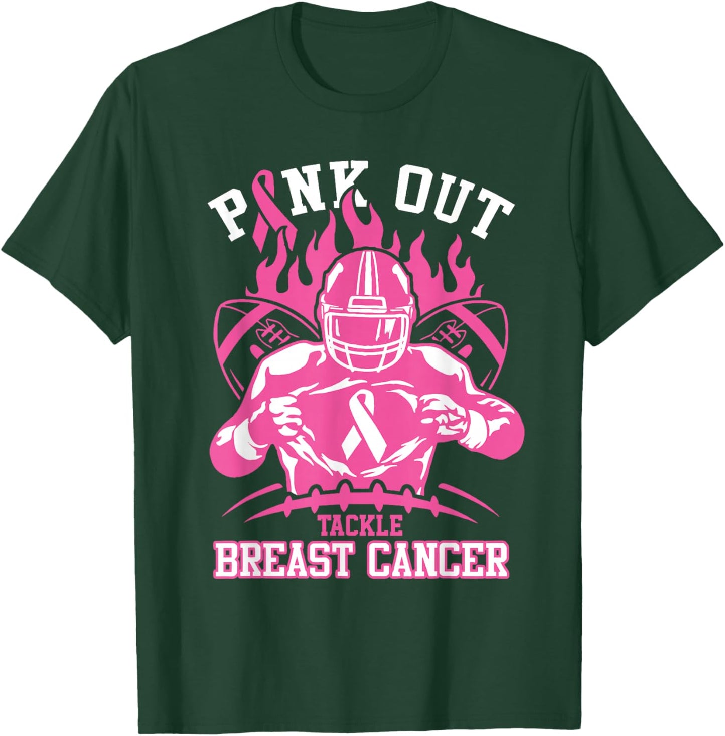 Pink Out Tackle Breast Cancer Awareness American Football T-Shirt - T-Shirt | Forest
