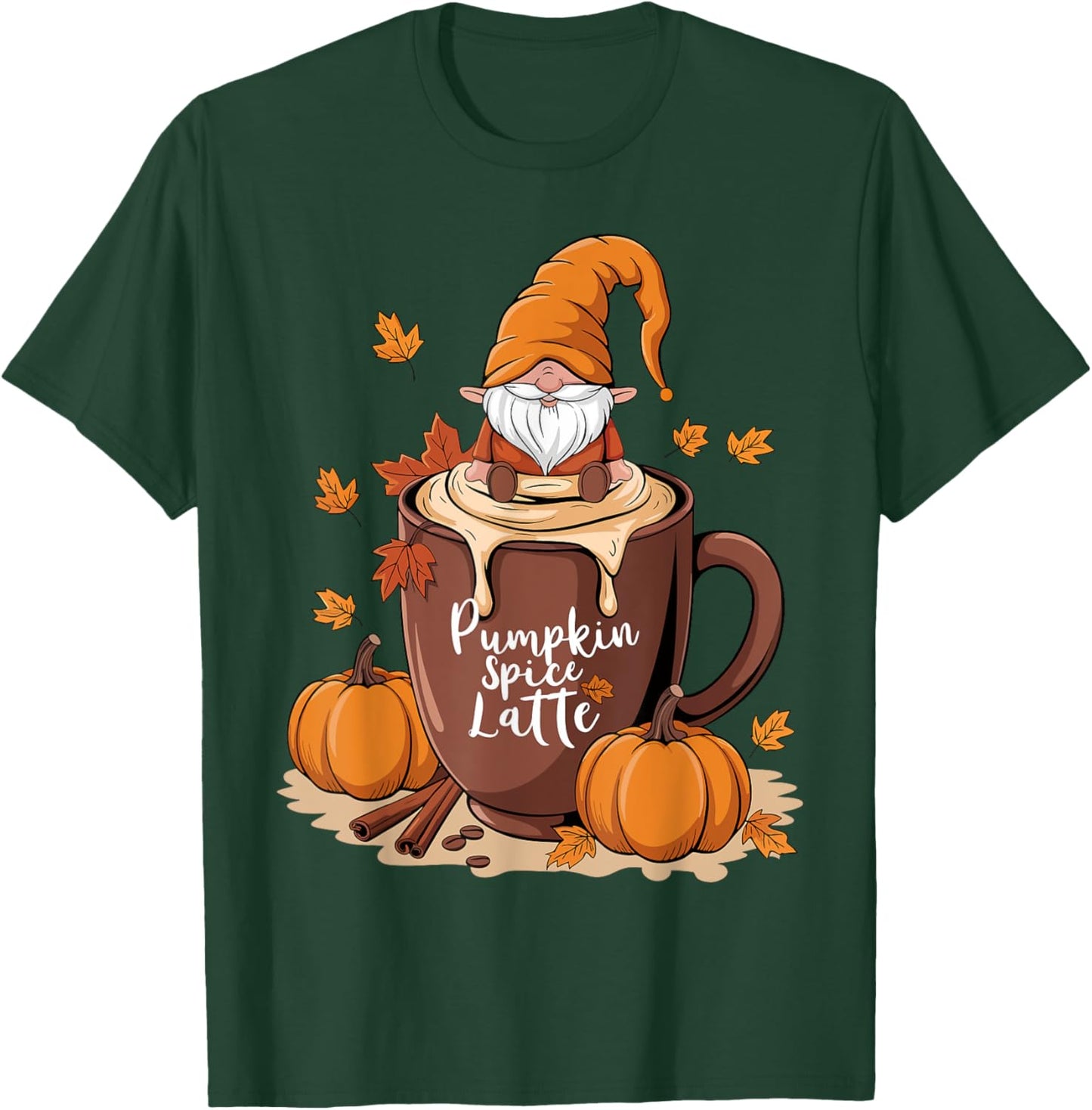 Cozy Fall Pumpkin Spice Latte Gnome Autumn Design T-Shirt - T-Shirt | Forest