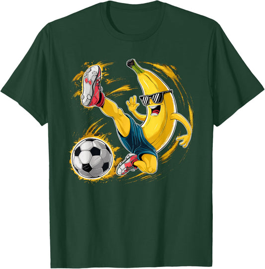 Sport Banana Football Player Fruit Cute Banana Soccer Player T-Shirt - T-Shirt | Forest