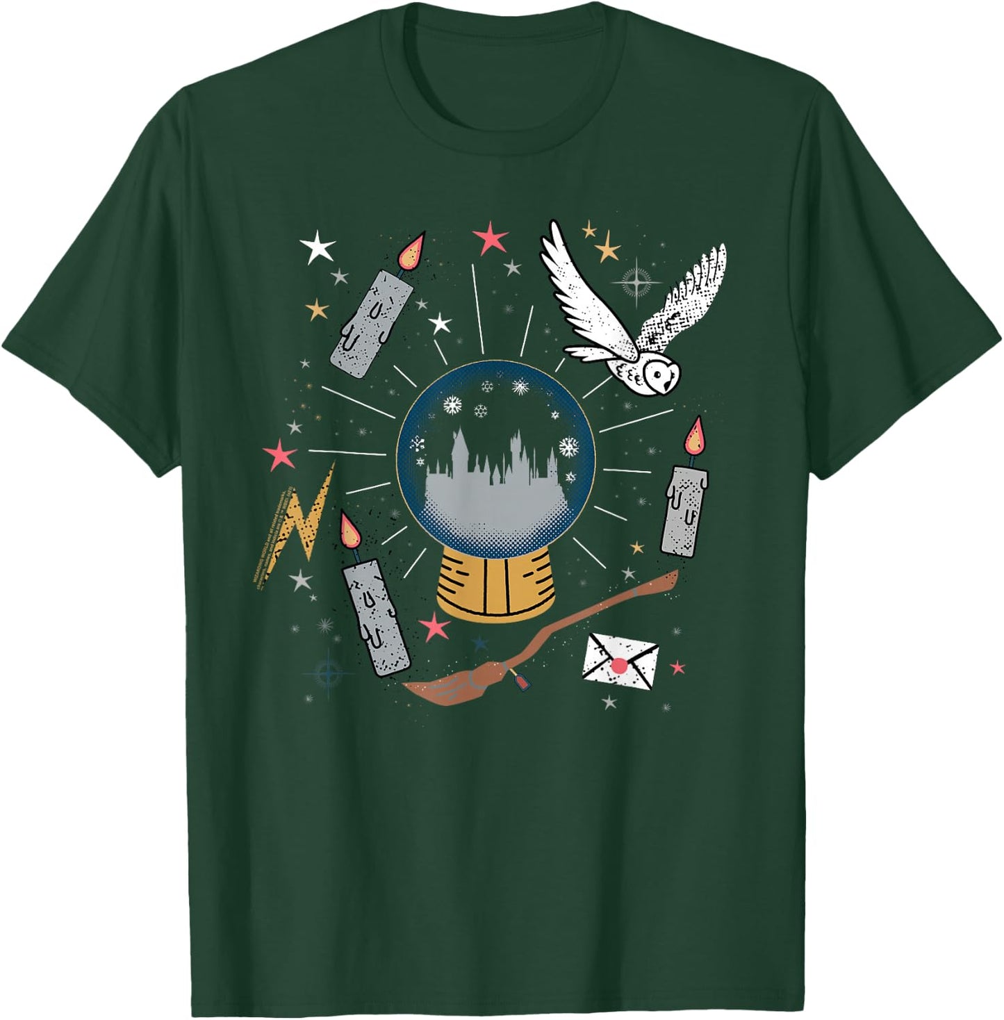 Harry Potter Hogwarts Holiday Snowglobe Hedwig Christmas T-Shirt - T-Shirt | Forest