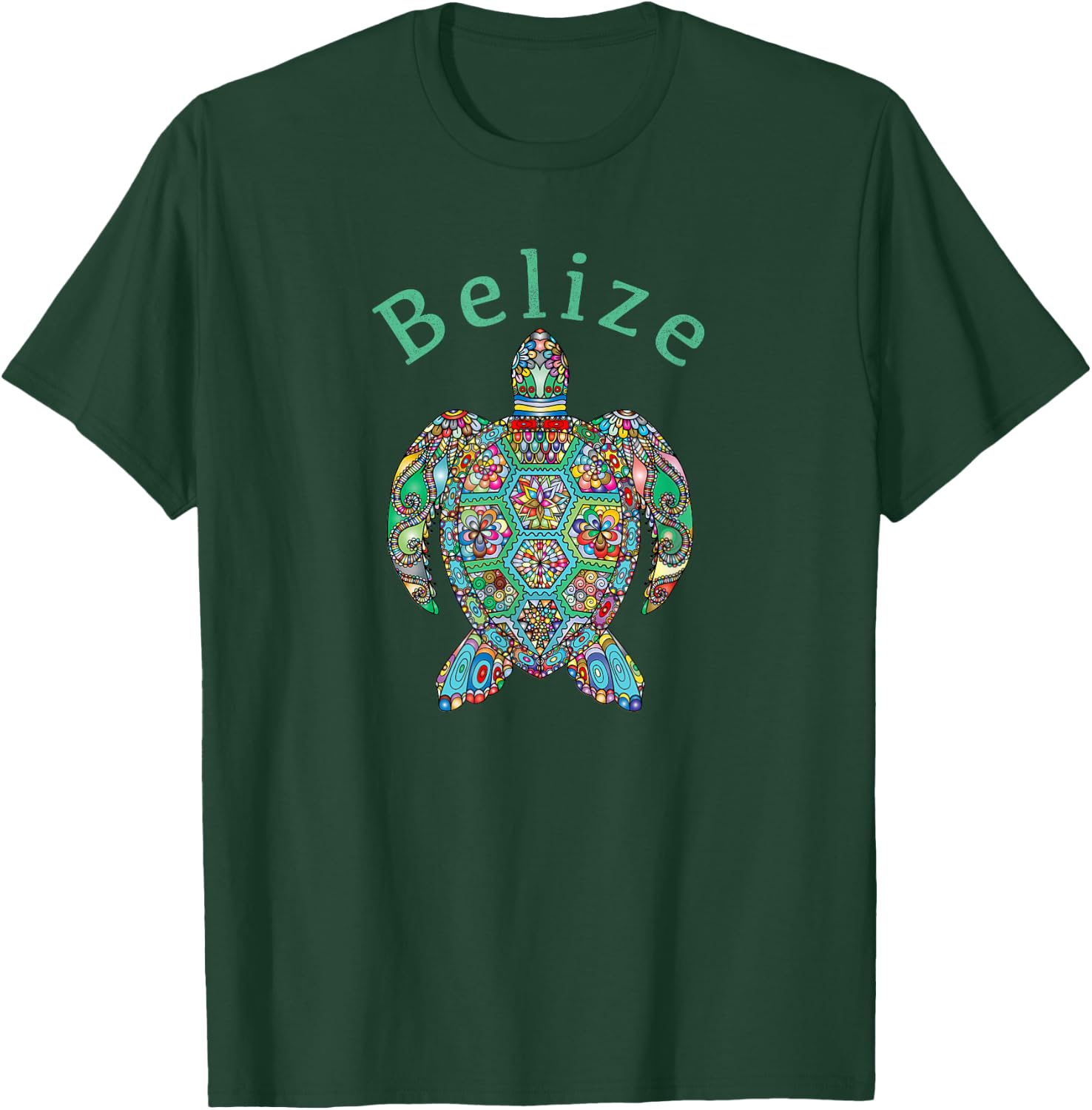 Belize Tribal Turtle Gift T-Shirt - T-Shirt | Forest