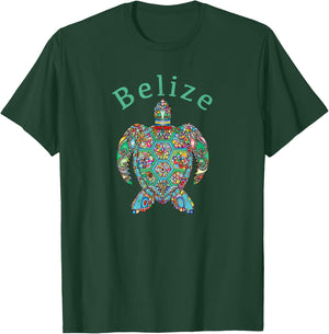 Belize Tribal Turtle Gift T-Shirt - T-Shirt | Forest