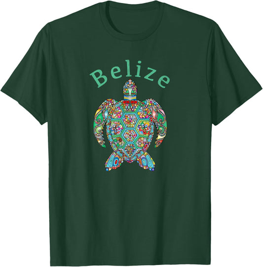 Belize Tribal Turtle Gift T-Shirt - T-Shirt | Forest