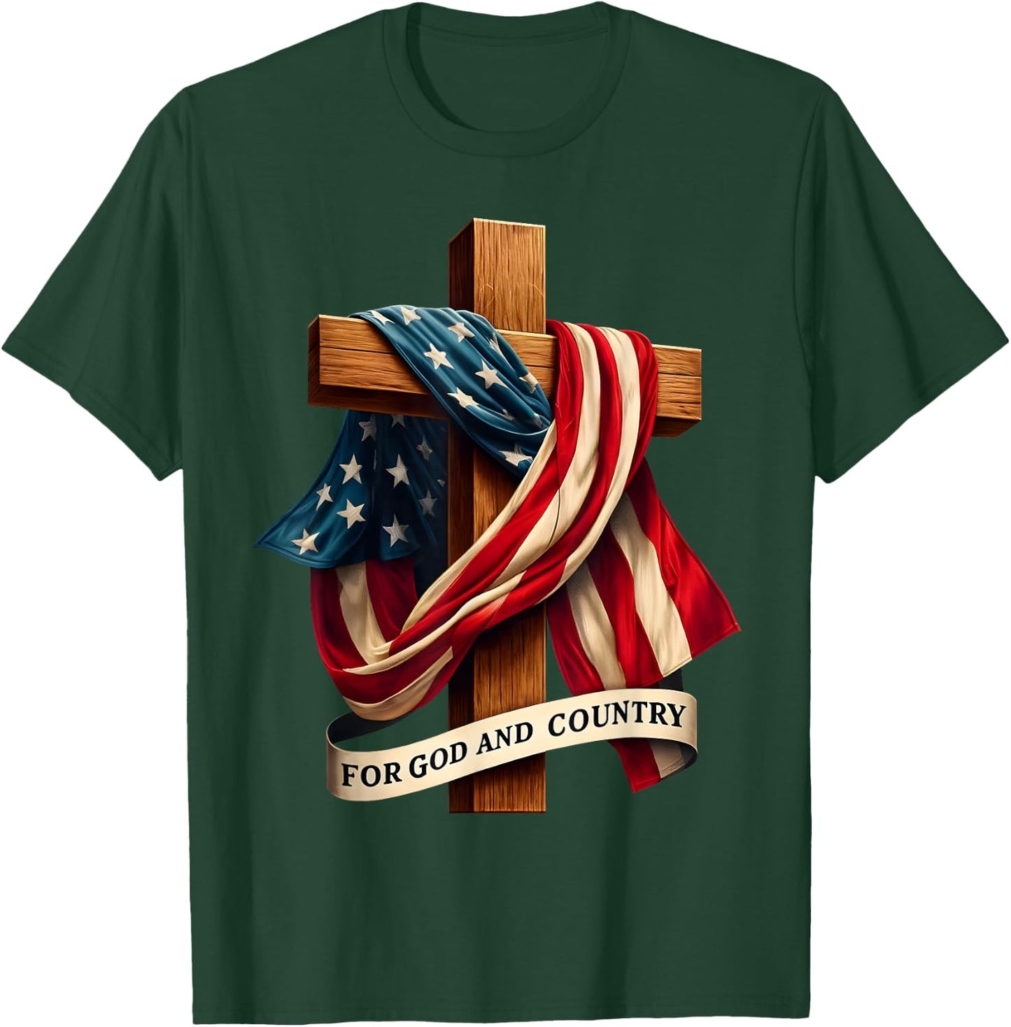 For God and Country Cross Christian Patriotic Jesus Lovers , Small, Black T-Shirt - T-Shirt | Forest