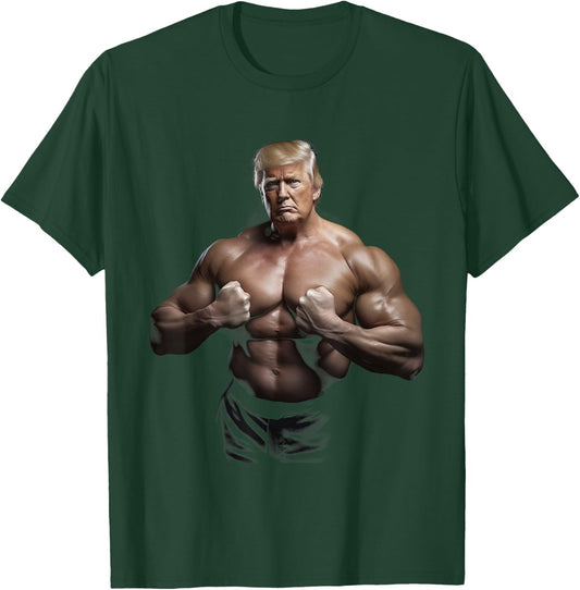 Donald Pump Bodybuilder America Gym Fitness Trump 2024 T-Shirt - T-Shirt | Forest