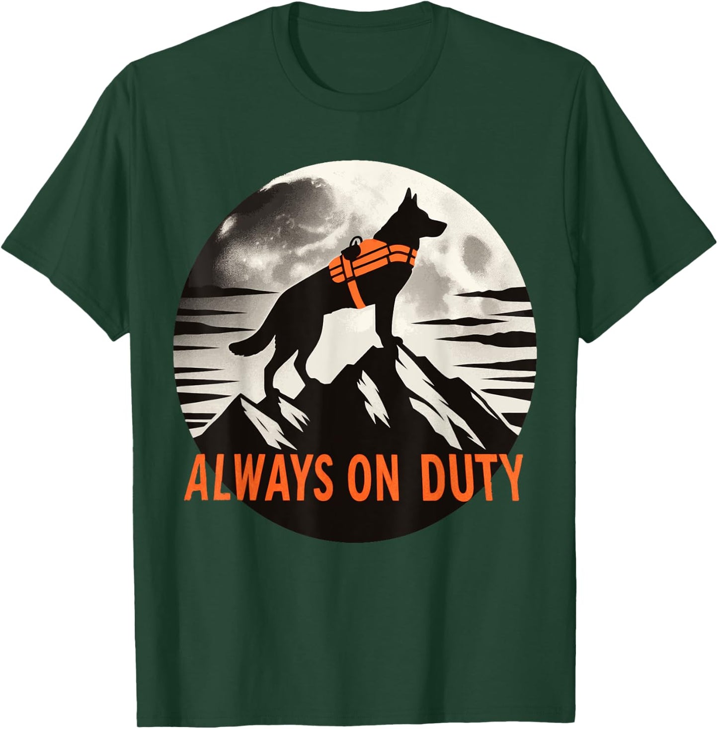 Search and Rescue Dog Silhouette Always on Duty Mountain Women Kids T-Shirt - T-Shirt | Forest