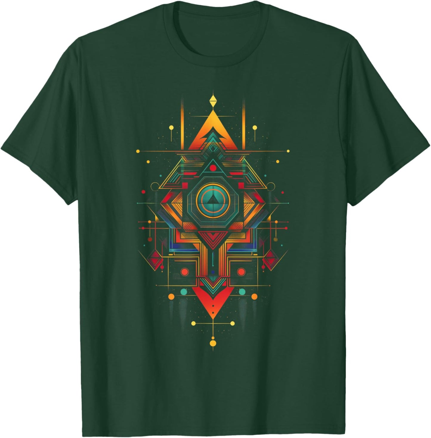 Sacred Geometry Metatron Abstract Aztec Pattern Spiritual T-Shirt - T-Shirt | Forest