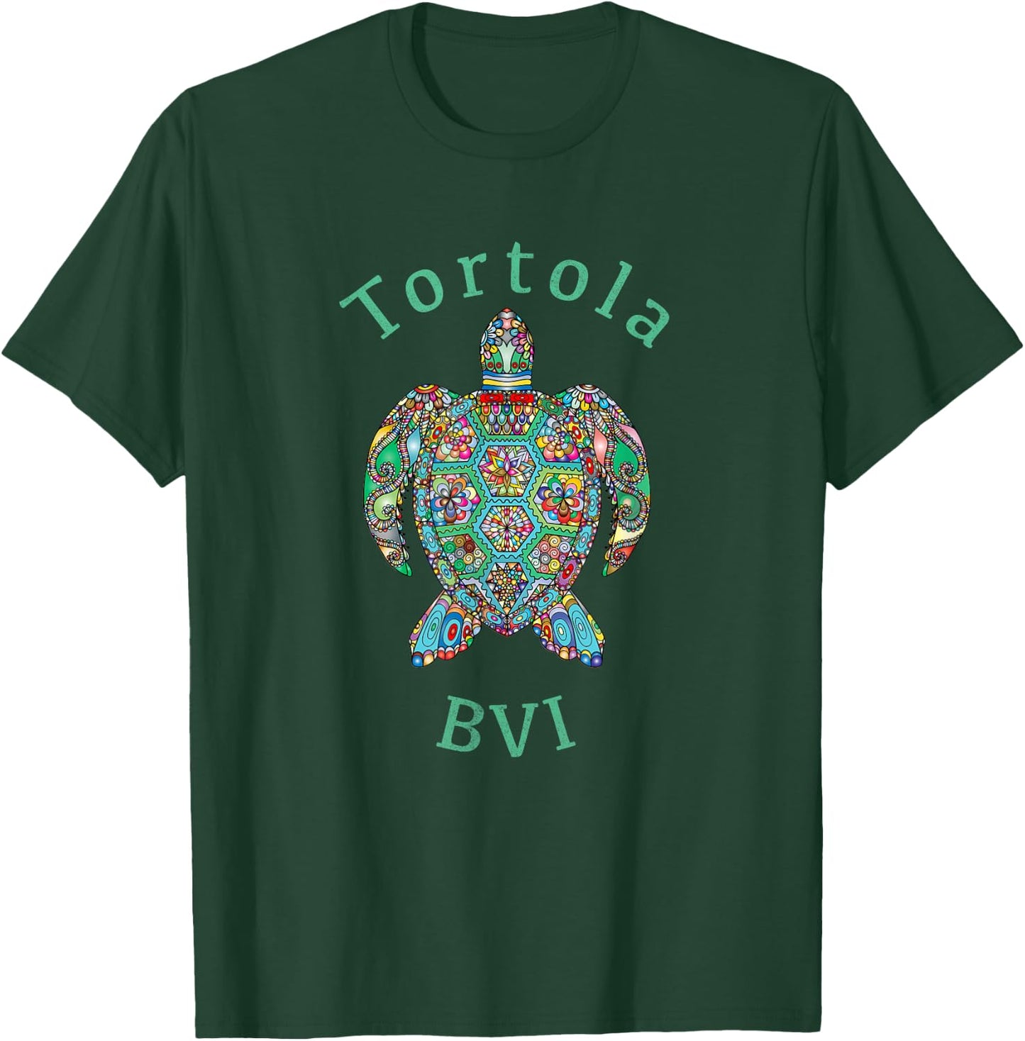 Tortola, British Virgin Islands Tribal Turtle Gift T-Shirt - T-Shirt | Forest