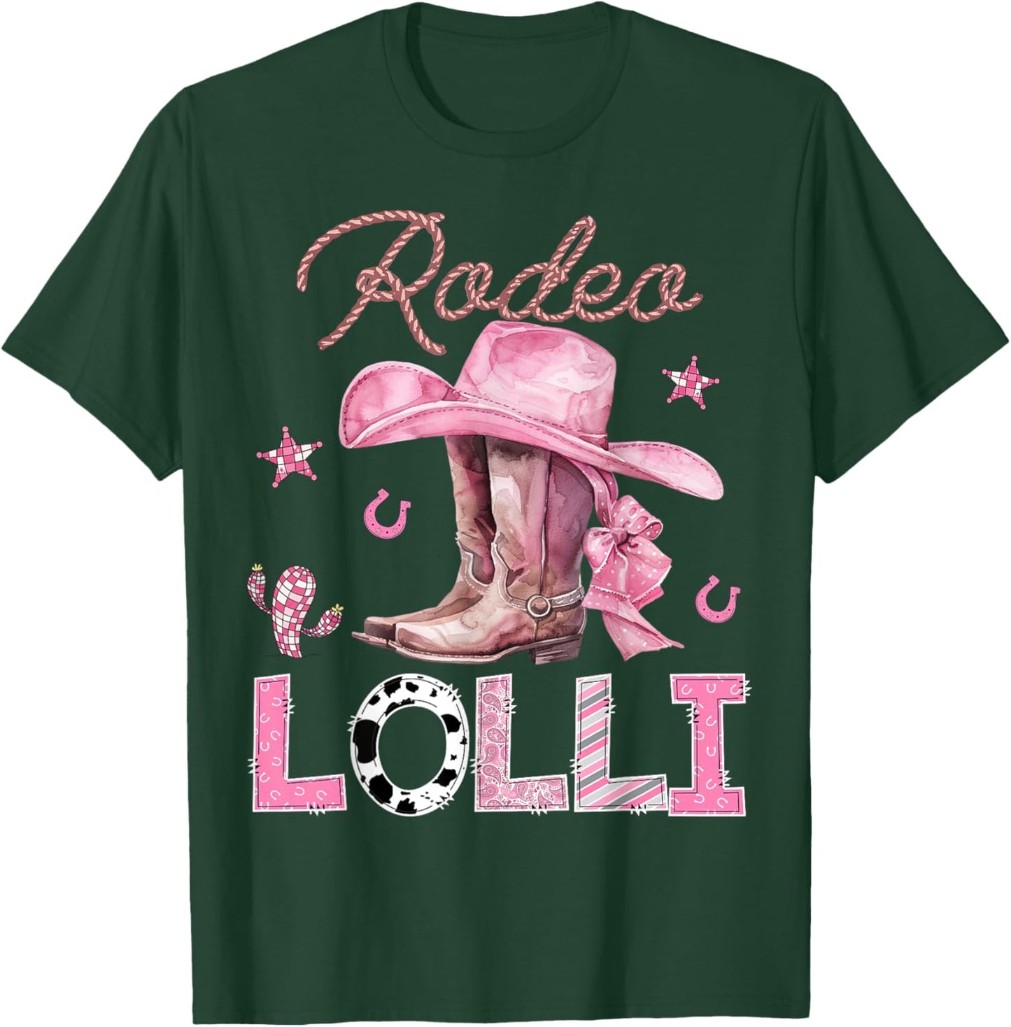 Rodeo Lolli Pink Boots Coquette CowGirl Birthday Party T-Shirt - T-Shirt | Forest