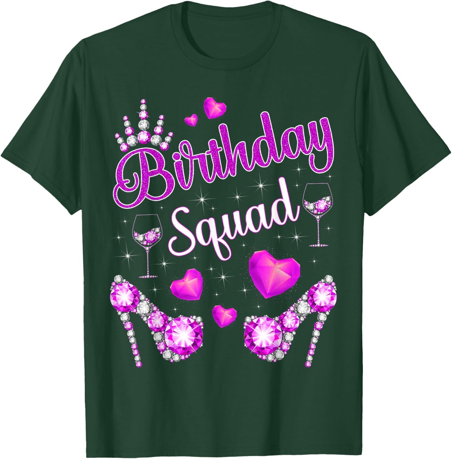 Birthday Squad Hearts High Heels Diva Squad Bday Crew Purple T-Shirt - T-Shirt | Forest
