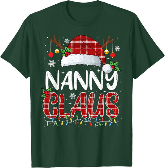 Nanny Claus Christmas Lights Pajama Family Matching T-Shirt - T-Shirt | Forest