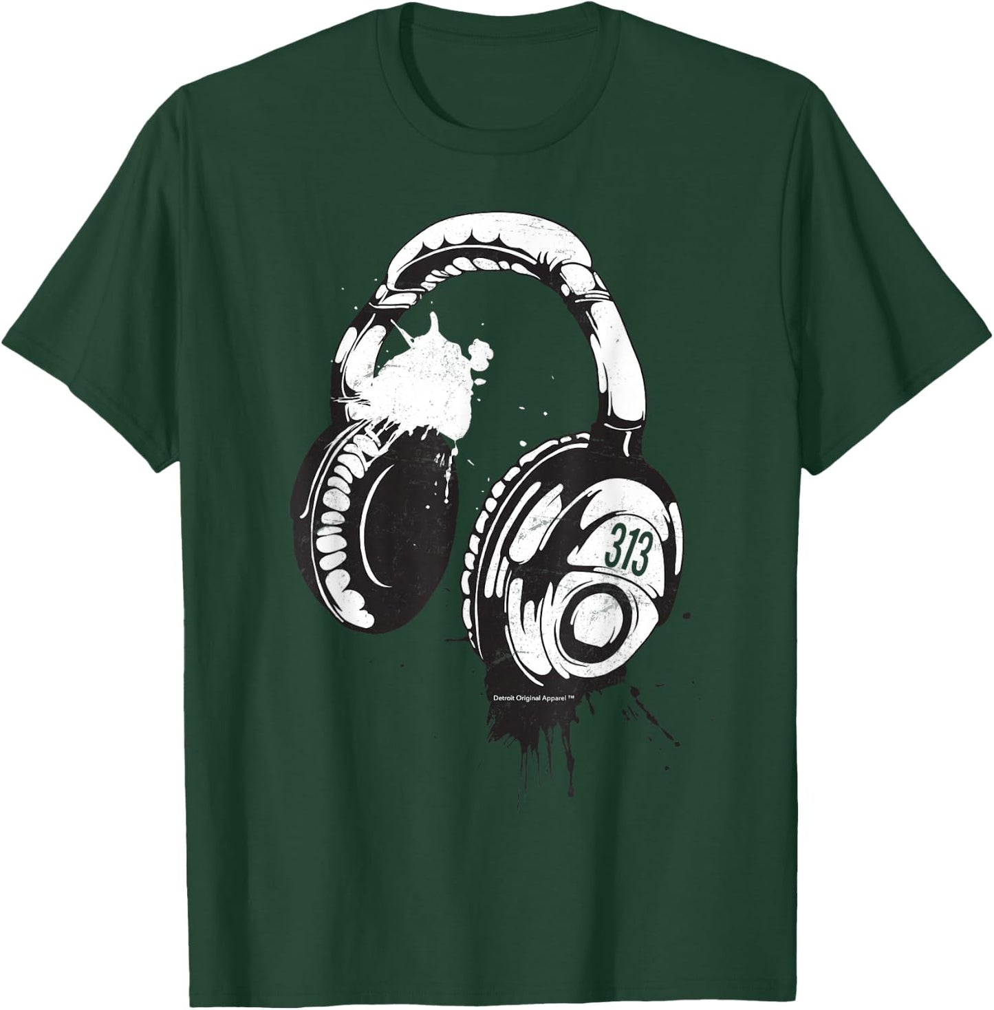 Detroit Techno Shirt 313 DJ Headphones Festival Club T-Shirt - T-Shirt | Forest