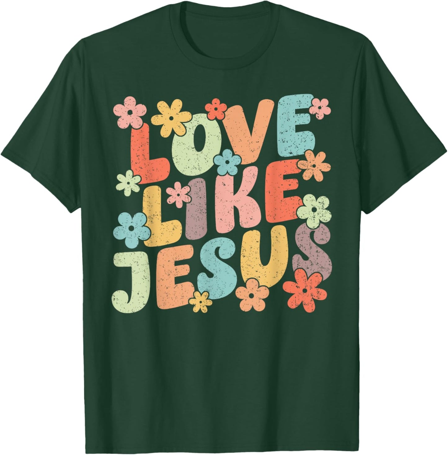 Love Like Jesus Christ Faith Christian Retro Groovy Graphic T-Shirt - T-Shirt | Forest