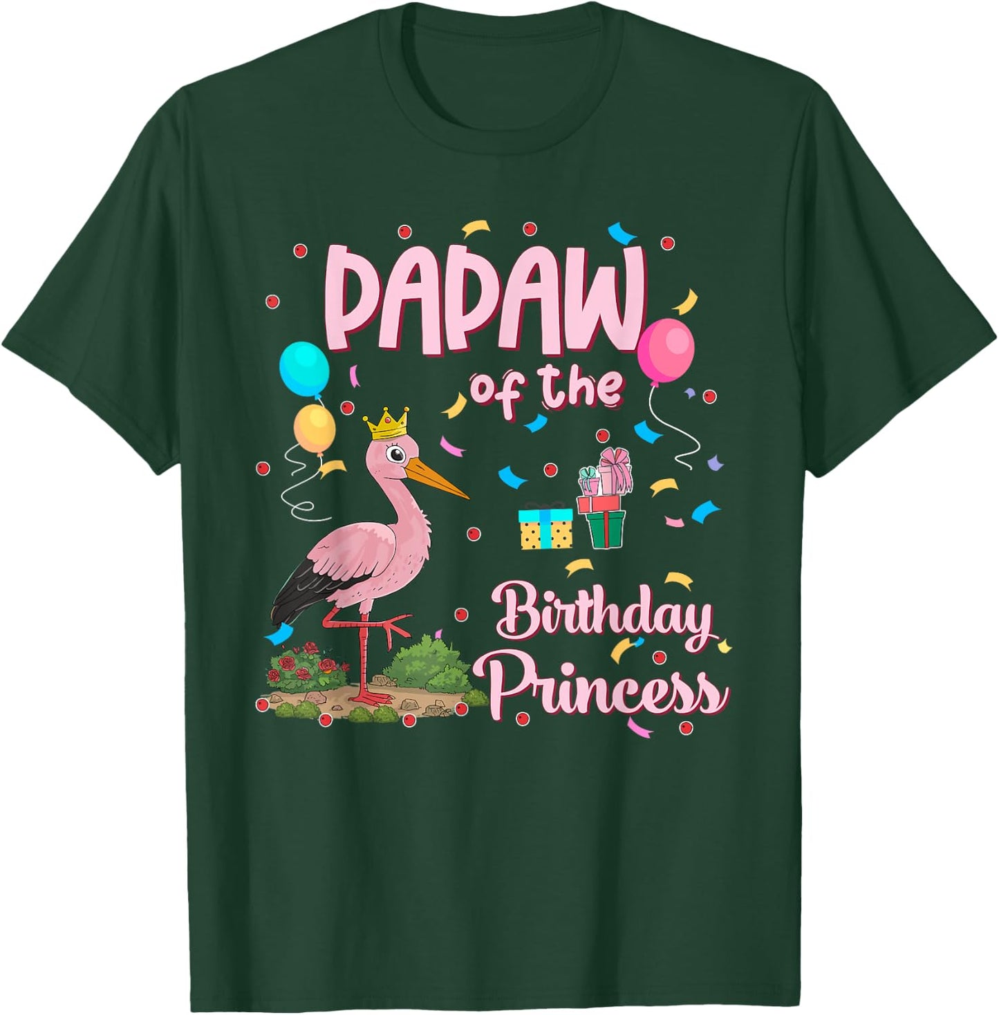 Papaw of the Birthday Princess Pink Flamingo Party Squad T-Shirt - T-Shirt | Forest
