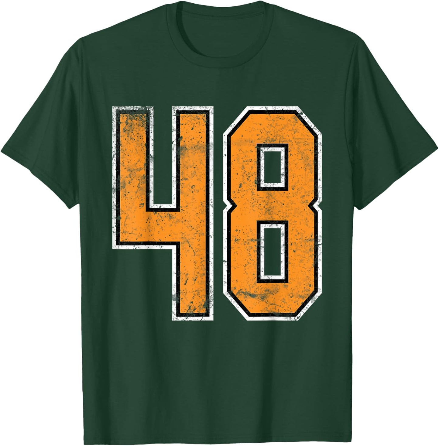 Number #48 Jersey Orange Distressed Vintage Lucky Number 48 T-Shirt - T-Shirt | Forest
