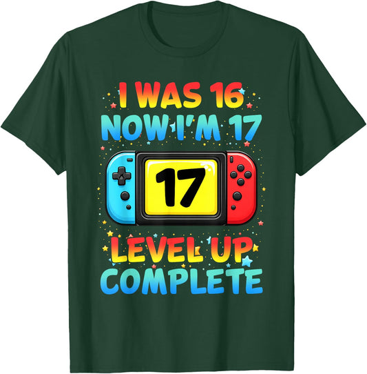 I was 16 Now I'm 17 Funny Controller Gaming 17th Birthday T-Shirt - T-Shirt | Forest