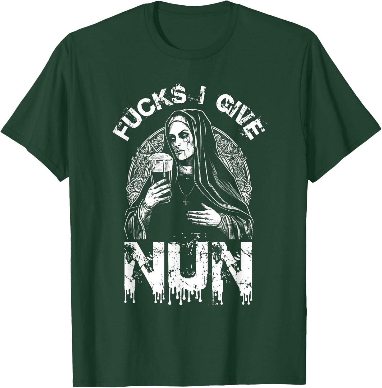 FUCKS I GIVE Nun Defiant Nun Rebell Rebellious Funny T-Shirt - T-Shirt | Forest